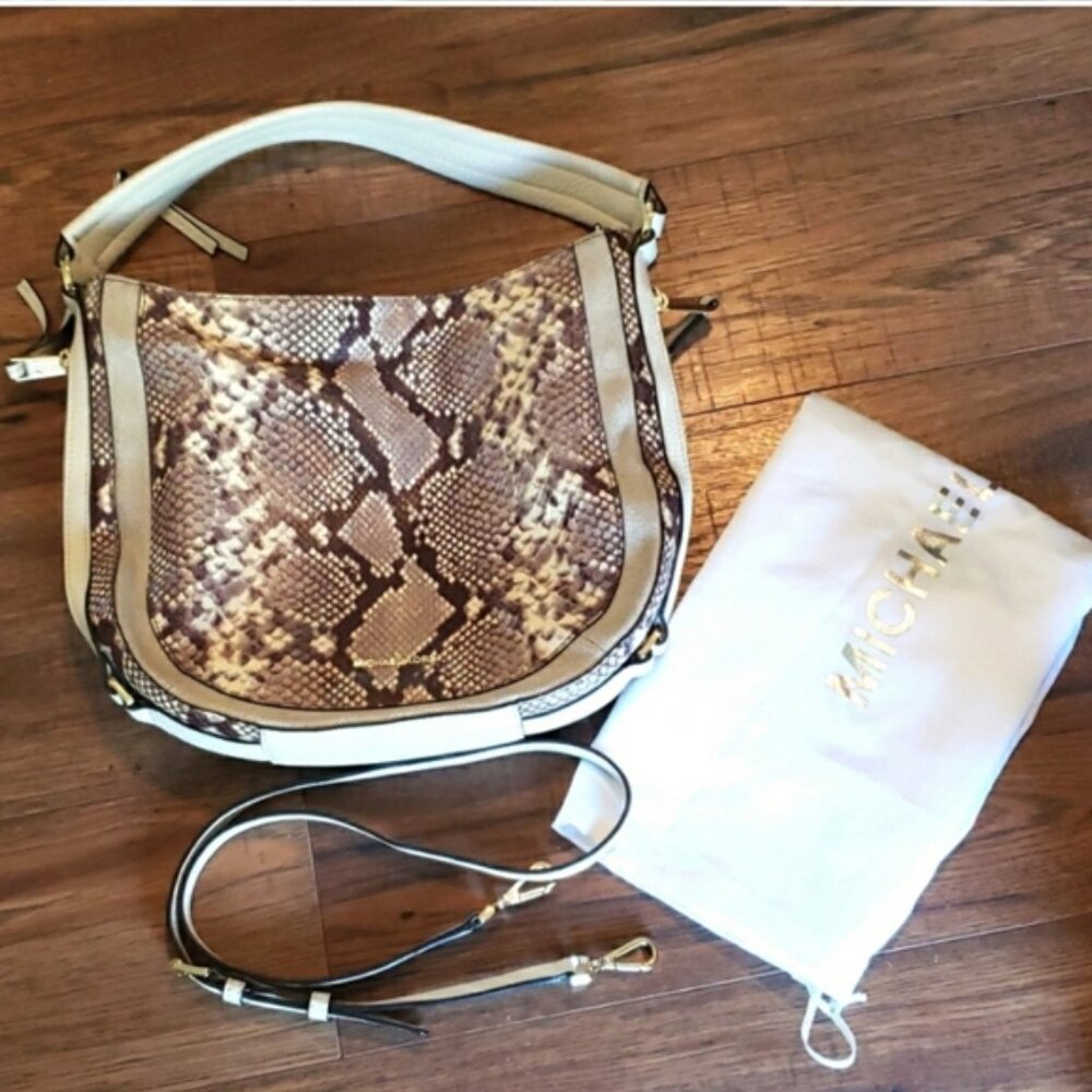 MICHAEL KORS JULIA Python Print Convertible Handb… - image 3